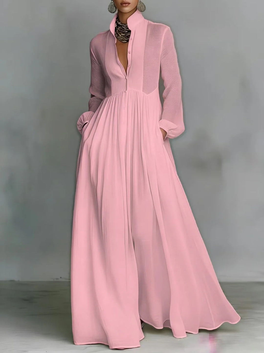 Women’s Button Front Flowy Maxi Dress