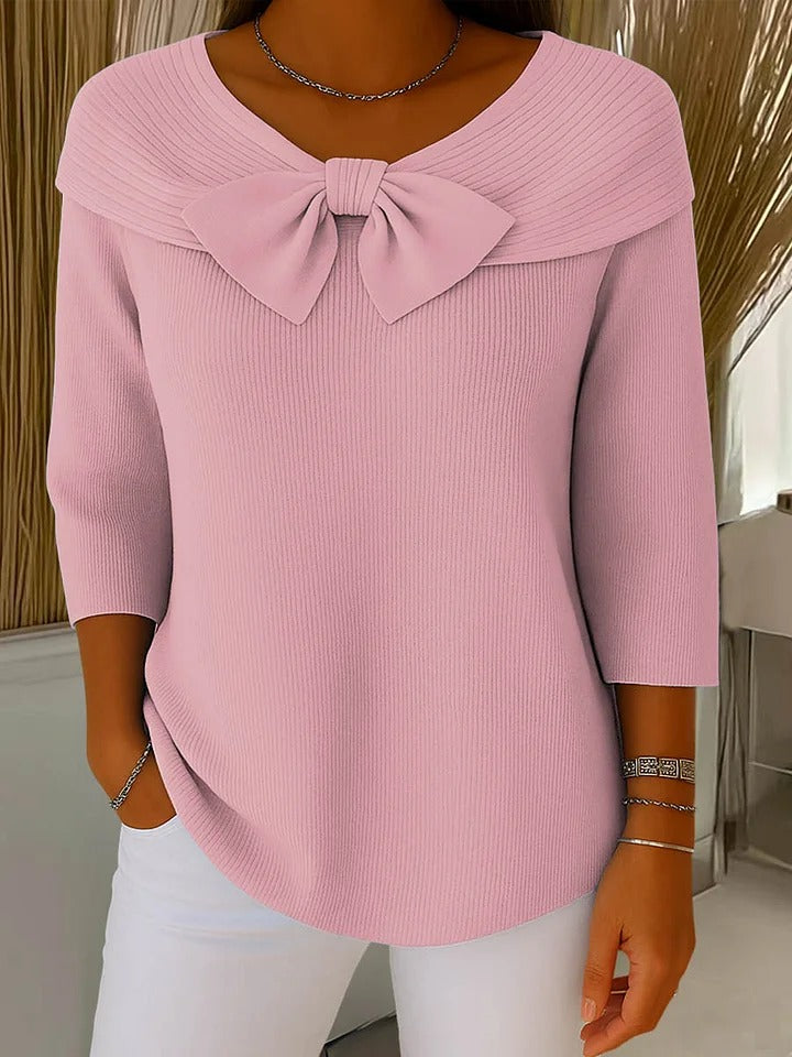 Women's Bow Detail Round Neck Knit Sweater