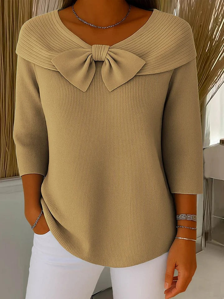 Women's Bow Detail Round Neck Knit Sweater
