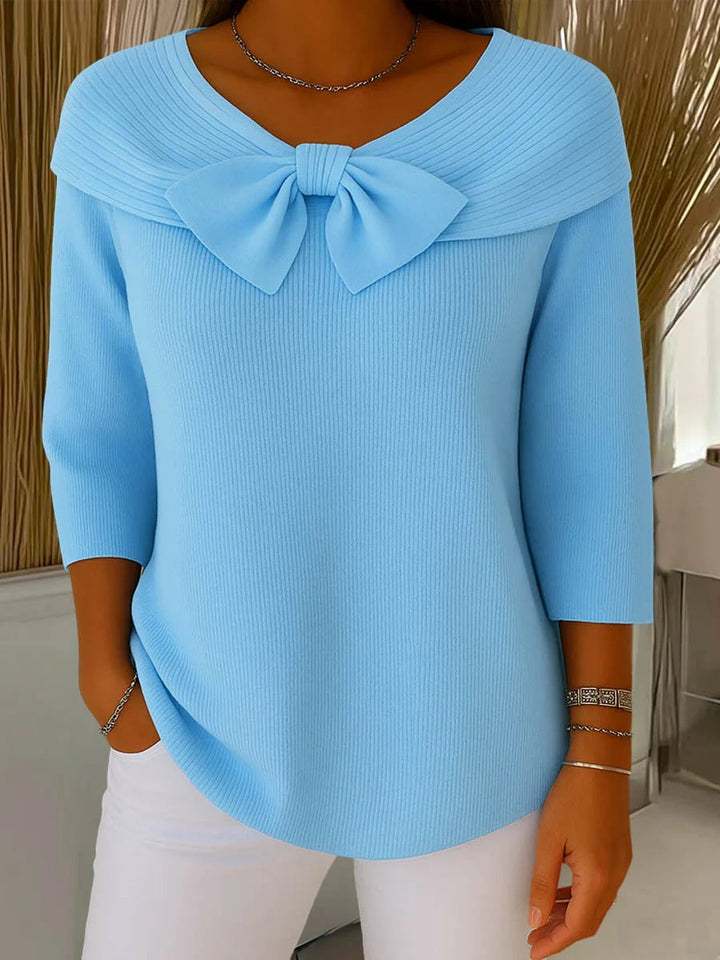 Women's Bow Detail Round Neck Knit Sweater