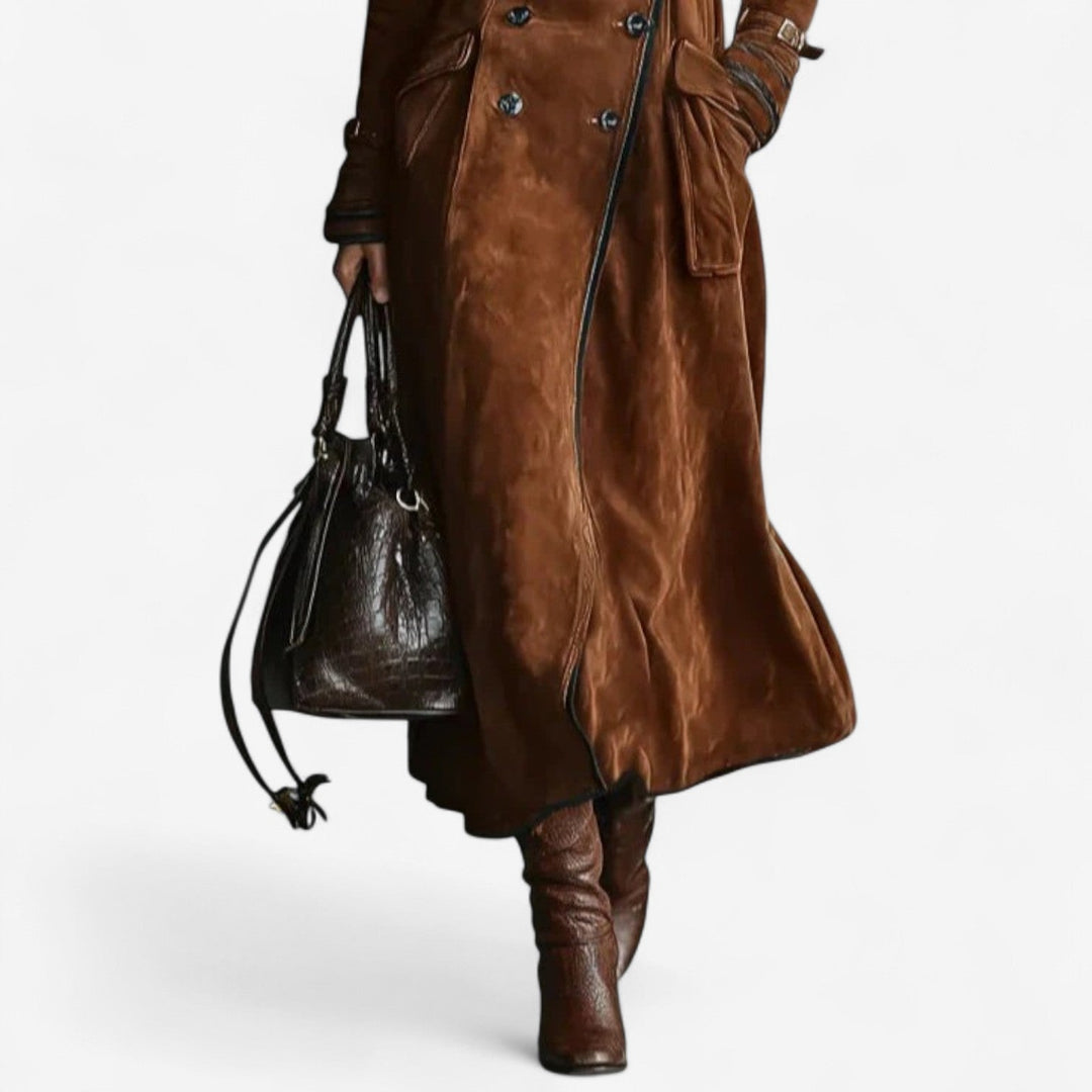 Women’s Double-Breasted Belted Longline Trench Coat