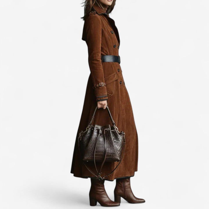 Women’s Double-Breasted Belted Longline Trench Coat