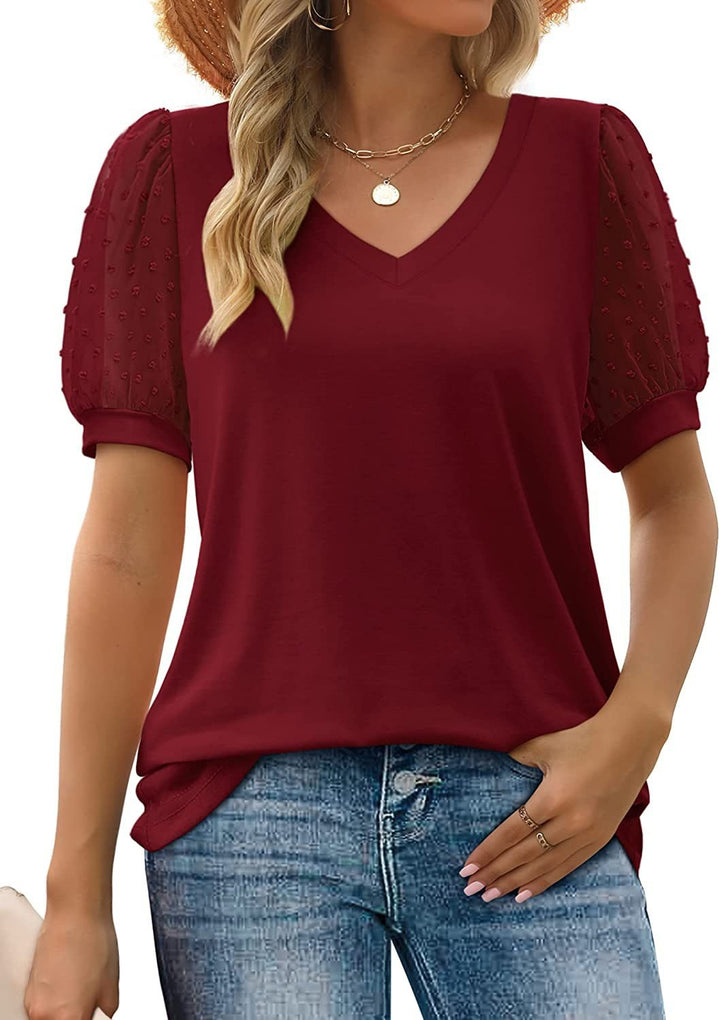 Women’s Puff Sleeve V Neck Top