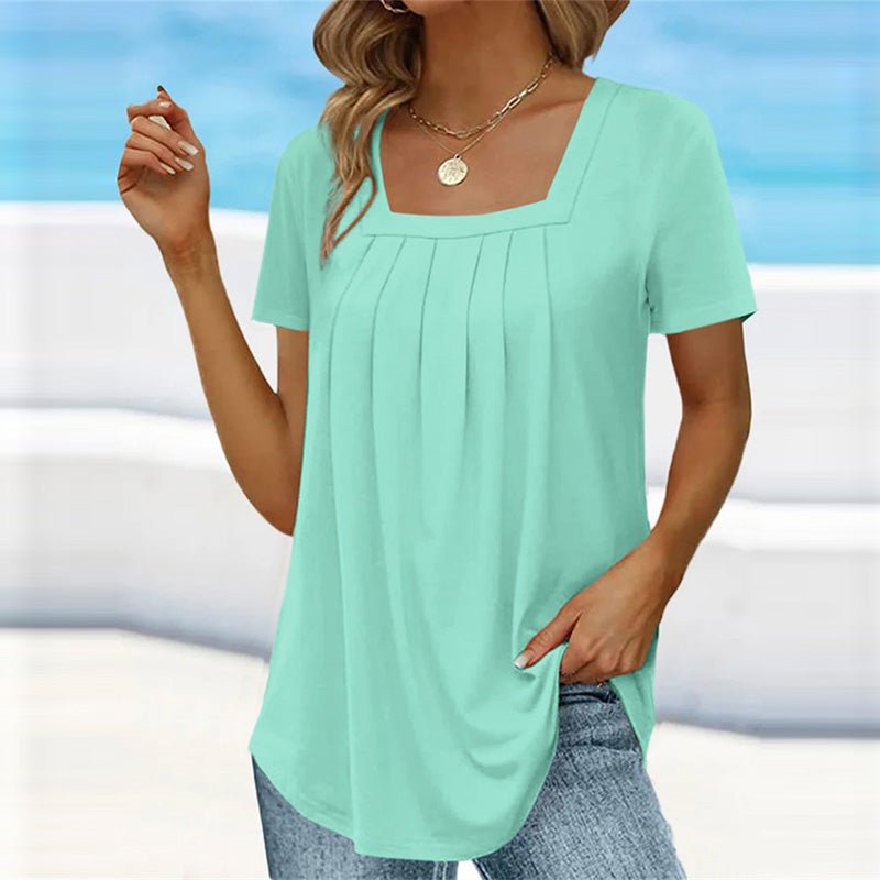 Women’s Pleated Square Neck Top