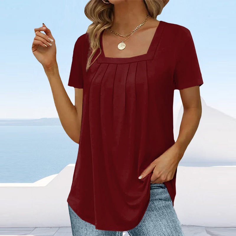 Women’s Pleated Square Neck Top