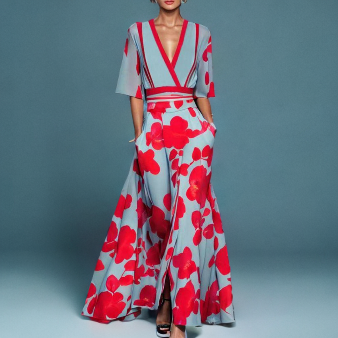 Women’s Elegant Floral Print Midi Dress