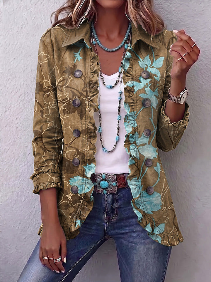 Women’s Boho Floral Ruffle Jacket