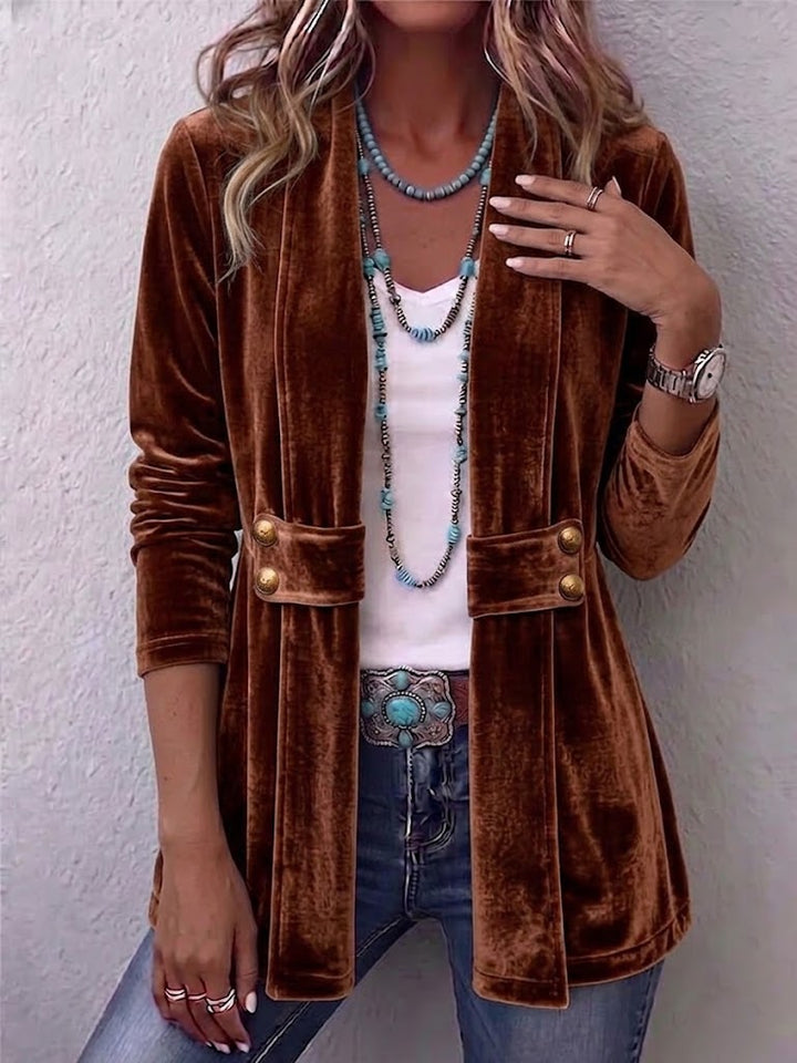 Women’s Open Front Lapel Long Sleeve Jacket