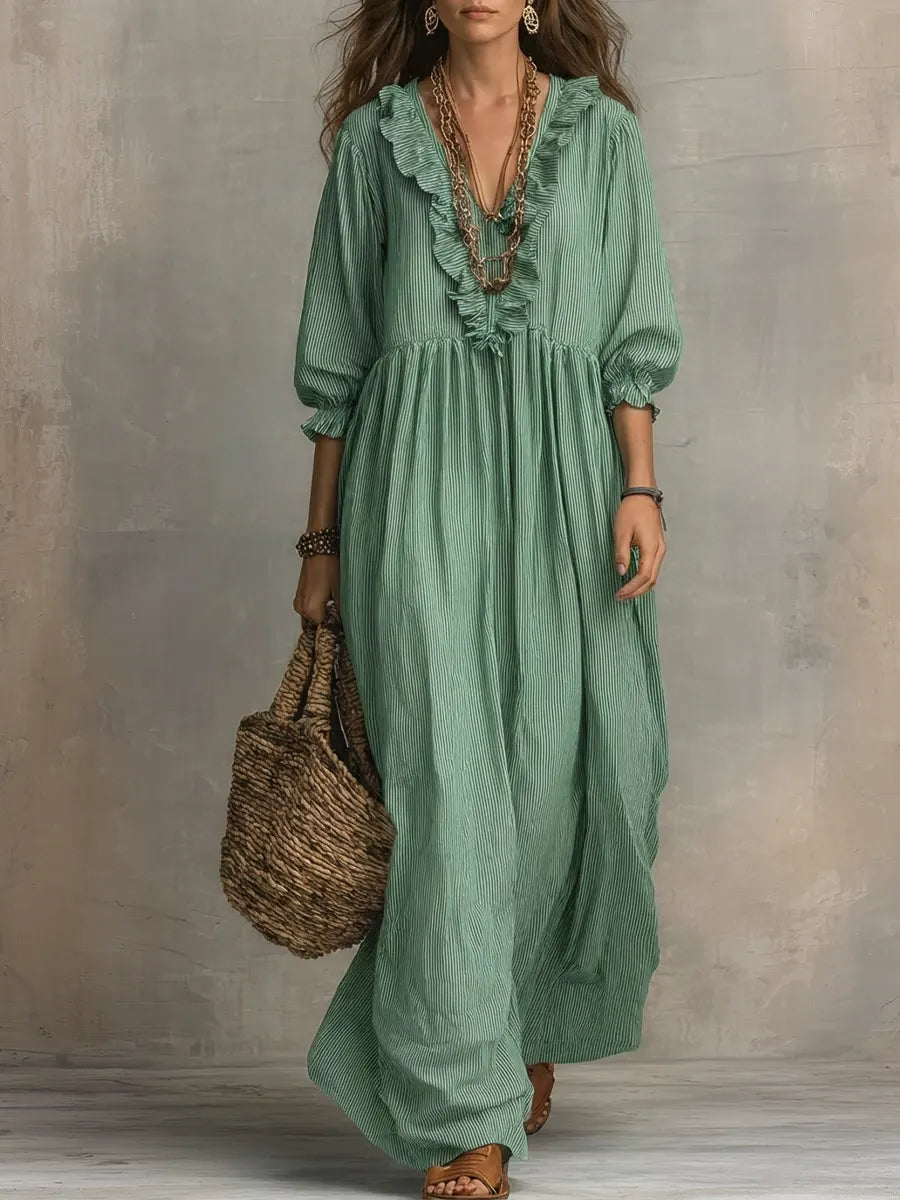 Women’s Boho Long Sleeve Flowy Maxi Dress