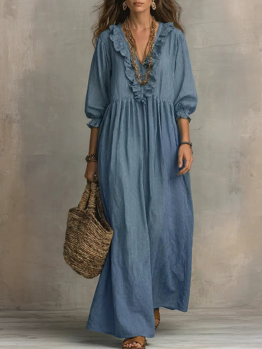 Women’s Boho Long Sleeve Flowy Maxi Dress