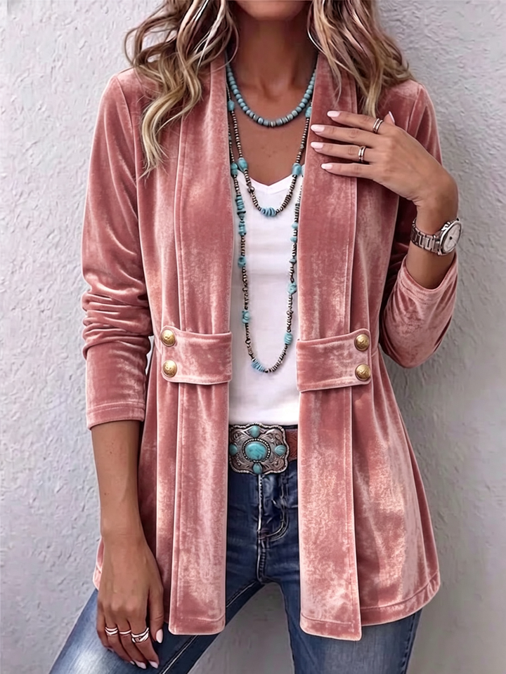 Women’s Open Front Lapel Long Sleeve Jacket