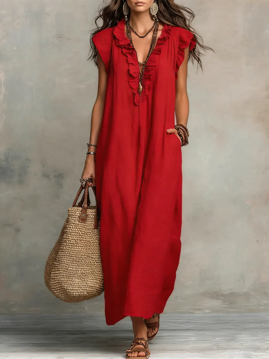 Women’s Boho Ruffle Maxi Dress