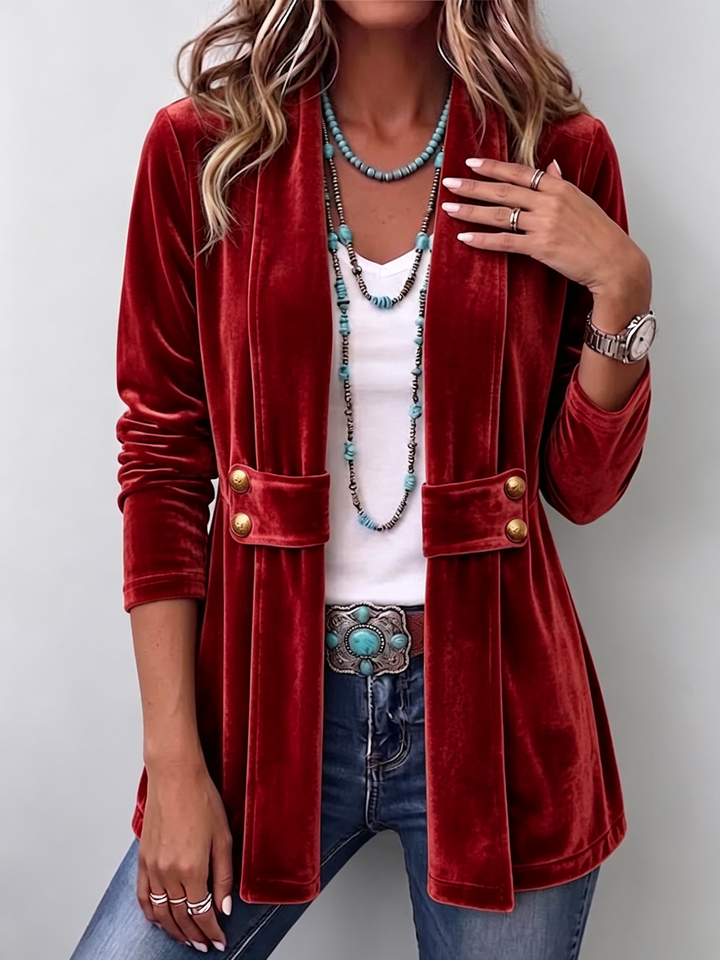 Women’s Open Front Lapel Long Sleeve Jacket