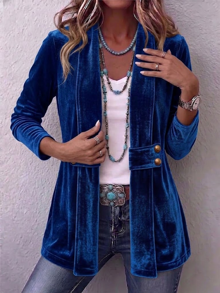 Women’s Open Front Lapel Long Sleeve Jacket