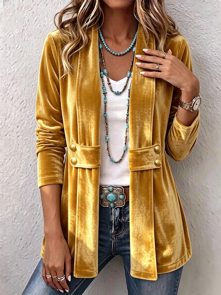 Women’s Open Front Lapel Long Sleeve Jacket