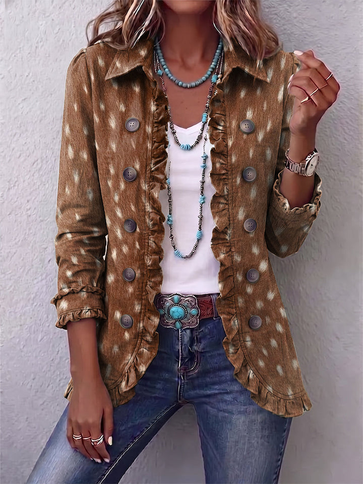 Women’s Boho Animal Print Ruffled Jacket
