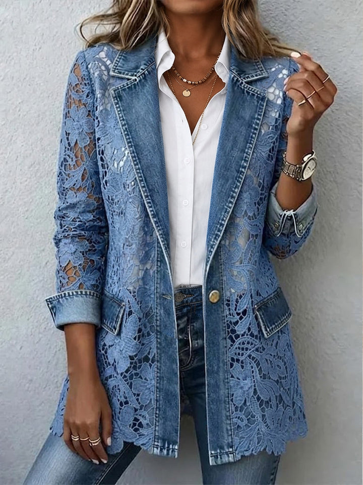 Women’s Sheer Floral Tailored Blazer Jacket