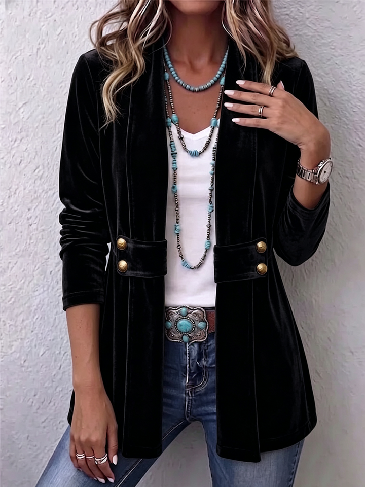 Women’s Open Front Lapel Long Sleeve Jacket