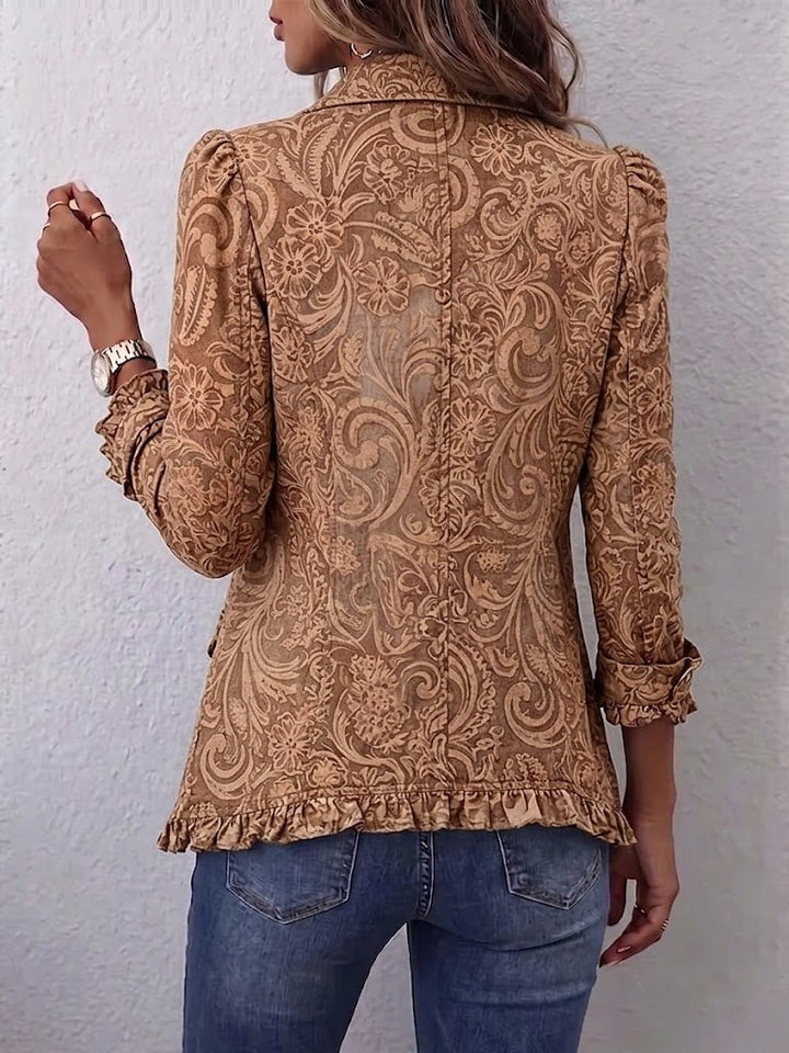Women’s Boho Floral Print Ruffled Jacket