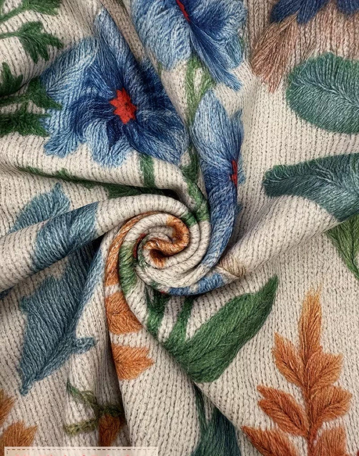 Women’s Floral Print Zip Up Knit Cardigan