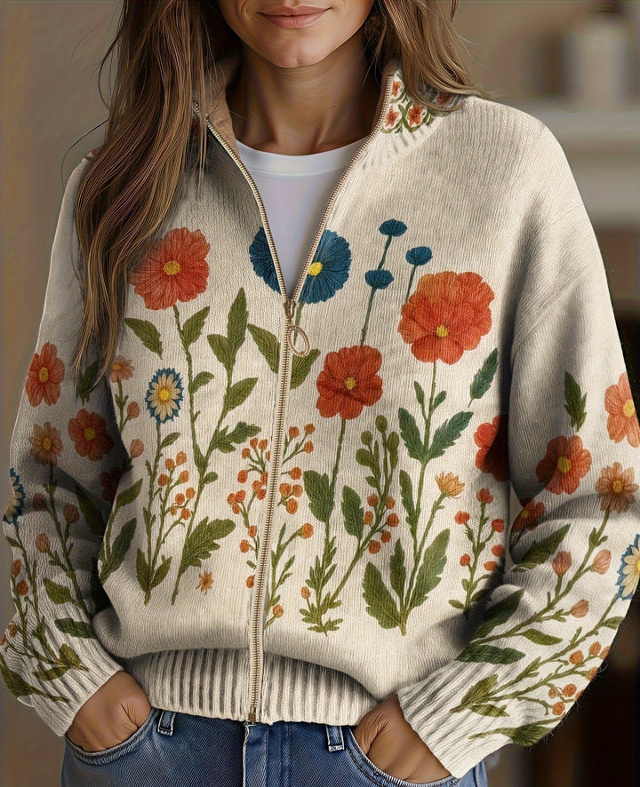 Women’s Floral Zip Up Cardigan